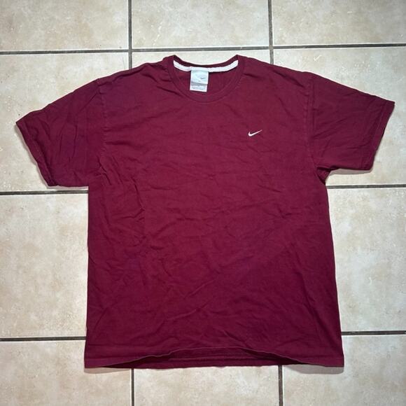 Vintage 2000's Nike Men’s Size XL Maroon Crewneck Blank T-Shirt Swoosh Logo Y2K - Picture 1 of 5